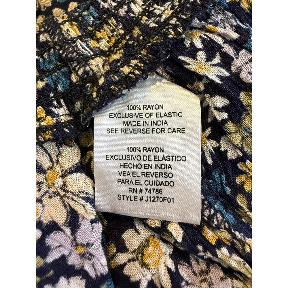 Patrons of Peace Women Medium Blouse Navy Floral Peplum Long Sleeve Peasant NWOT - Picture 7 of 8